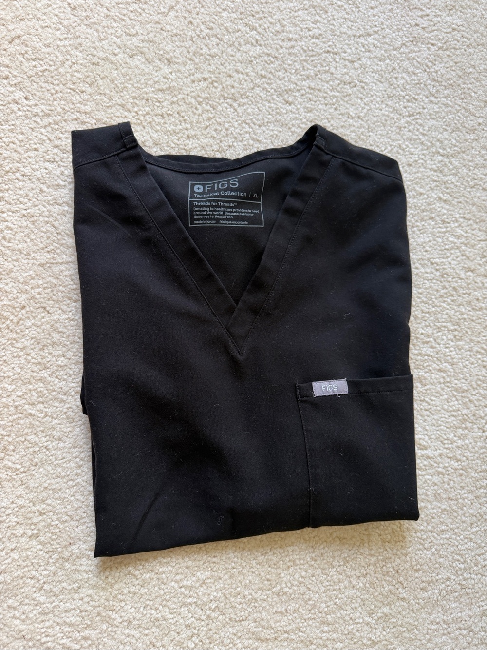 FIGS Black Catarina one pocket top size XL